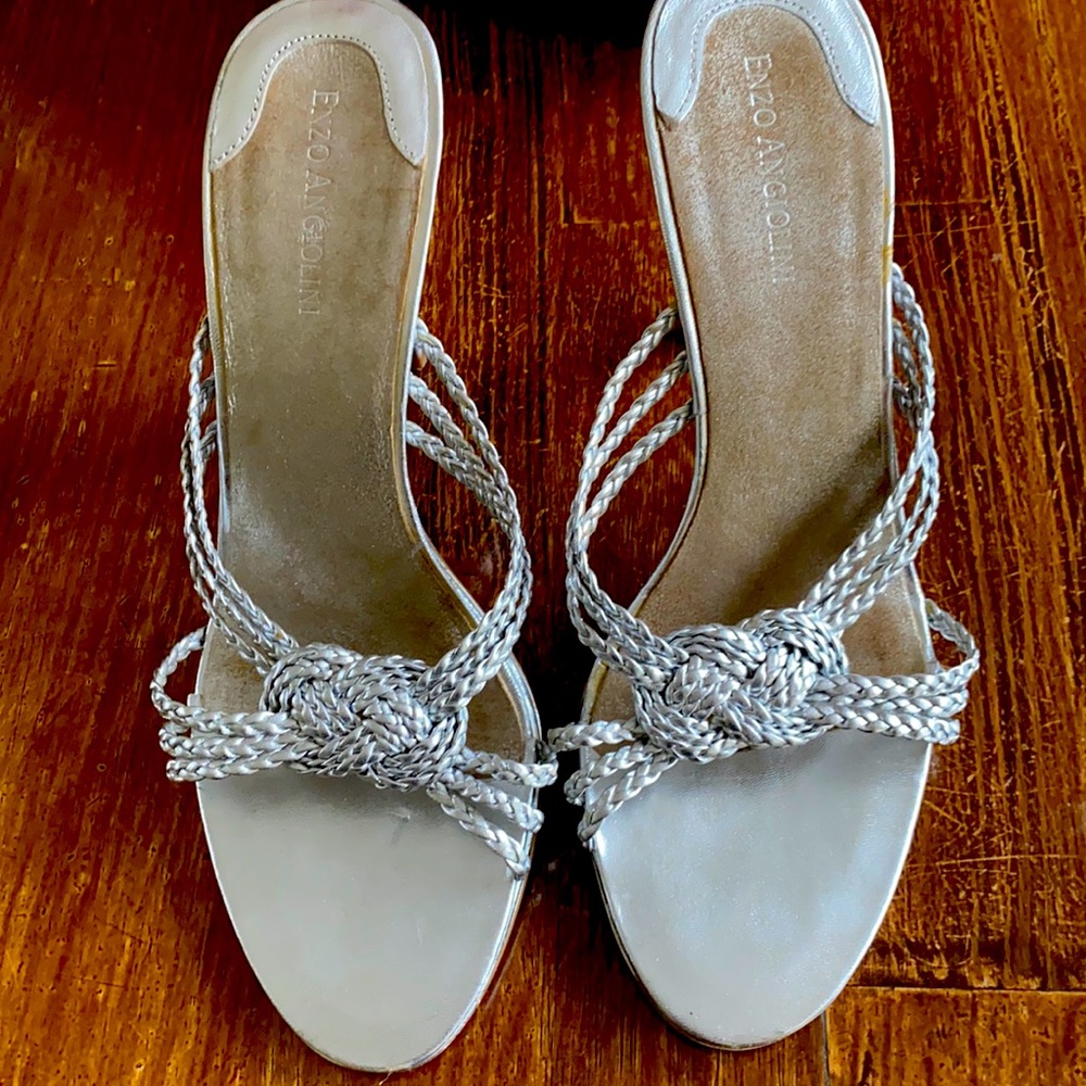 Enzo Angiolini Silver Sandal Heels